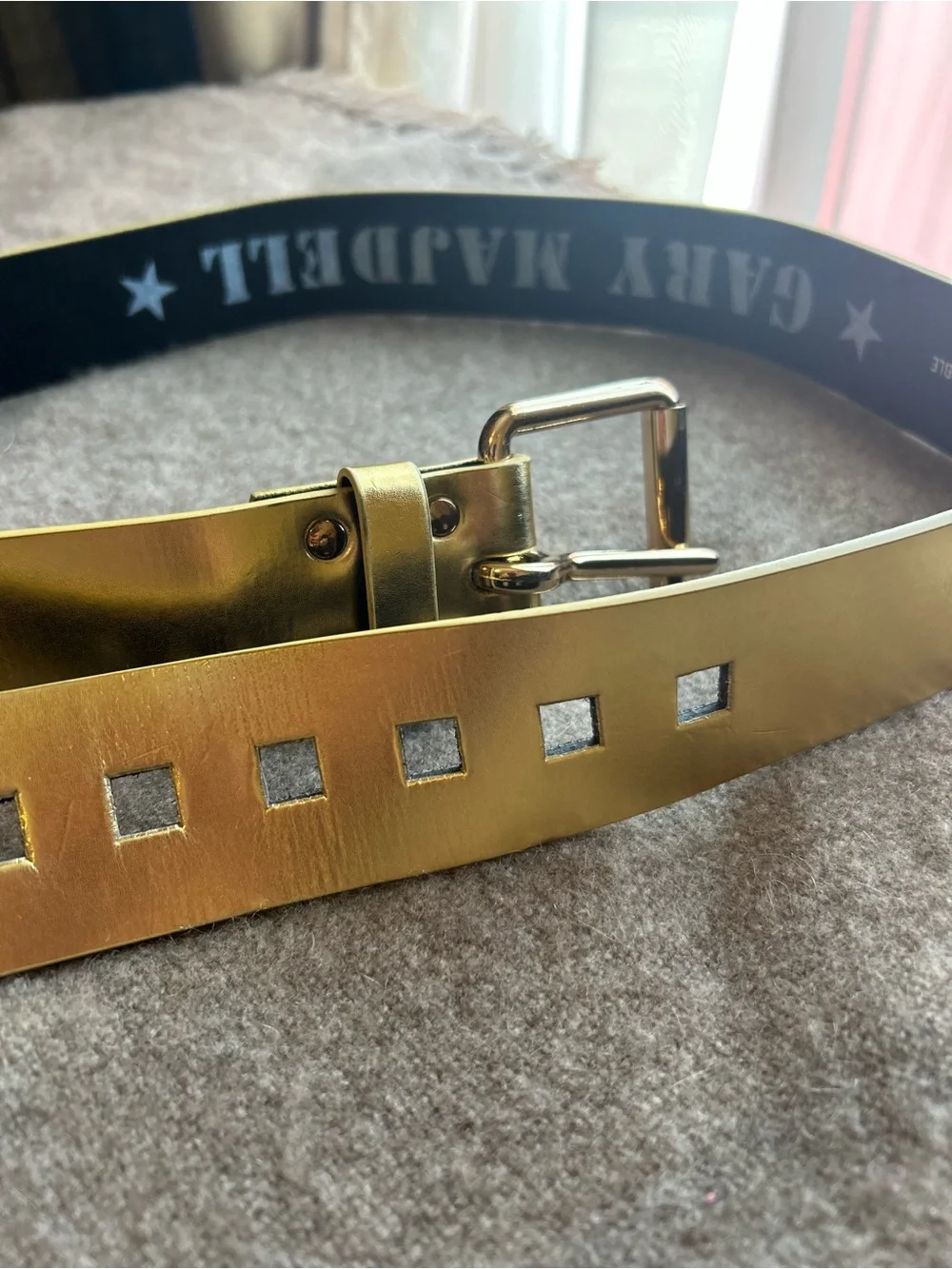 GARY MADJDELL Classic Genuine Leather Belt in Gold men’s 38